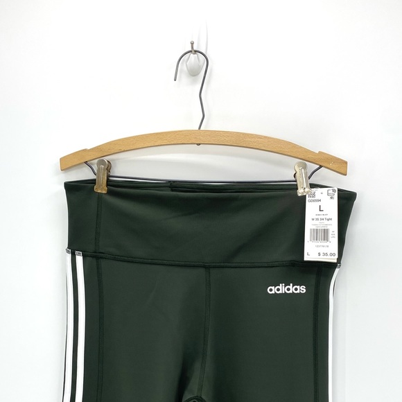 ADIDAS Woman’s 3S 3/4 Tights Olive Green Size Large - Picture 3 of 3